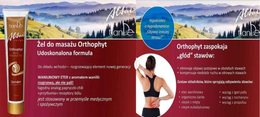 Żel do masażu Orthophyt - Seria Ałtai TianDe Kołobrzeg