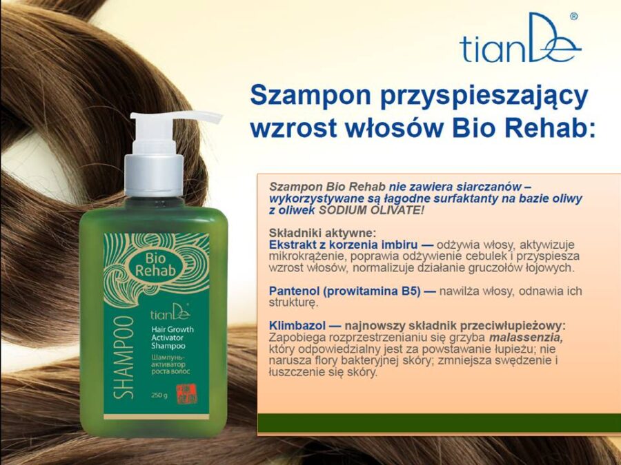Szampon przyspieszający wzrost włosów TianDe (23401) 250 gr, Zestaw Bio Rehab TianDe Kołobrzeg